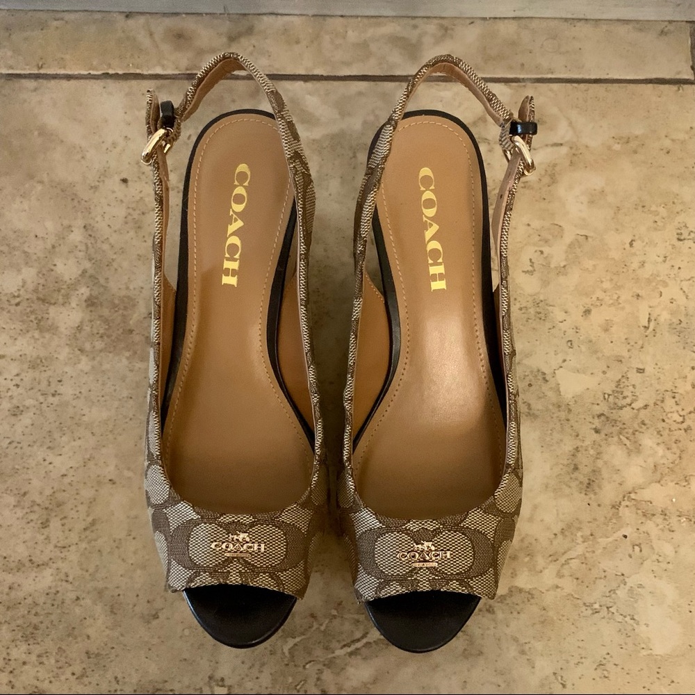 Coach Ferry Slingback Cork Wedges - size 6.5